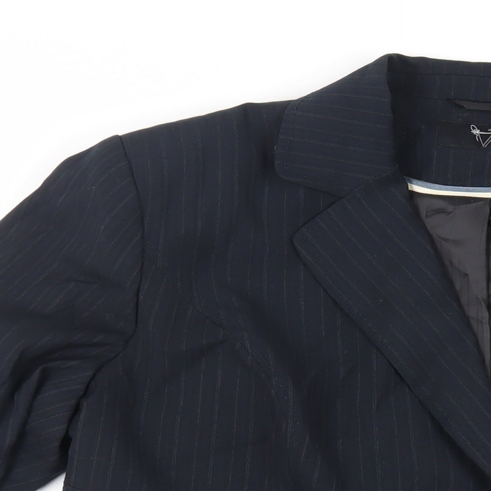 BHS Womens Blue Striped Jacket Blazer Size 18 Button