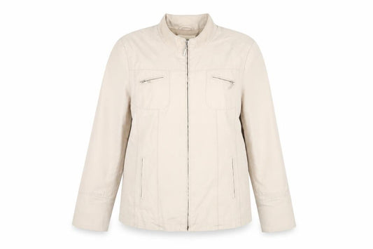 Front view of SCL sport women’s beige jacket, size UK 16, zip