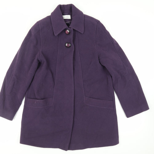BHS Womens Purple Overcoat Coat Size 14 Button