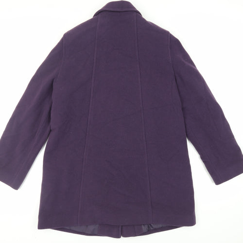 BHS Womens Purple Overcoat Coat Size 14 Button