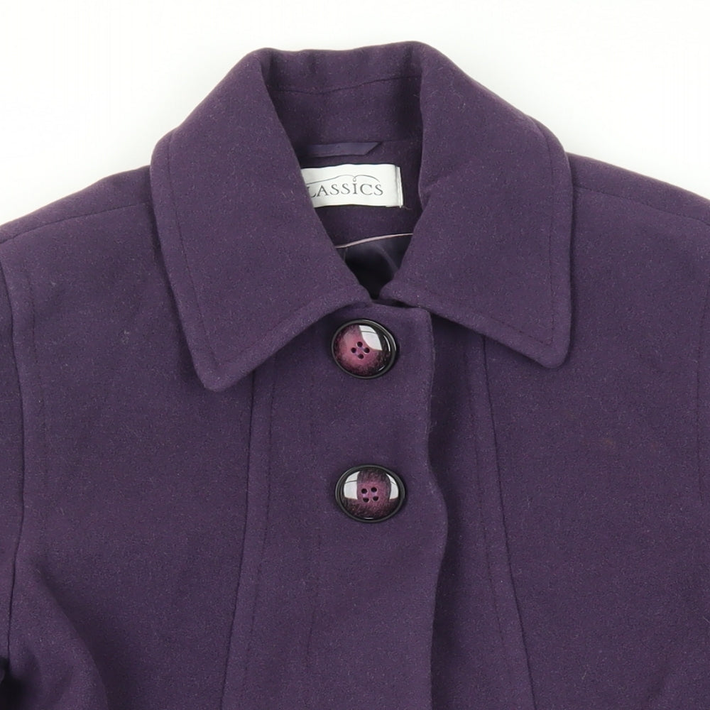 BHS Womens Purple Overcoat Coat Size 14 Button