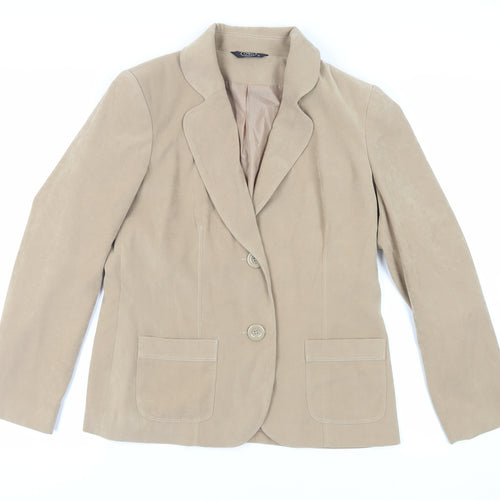Bonmarché Womens Beige Jacket Blazer Size 12 Button - Suede Effect