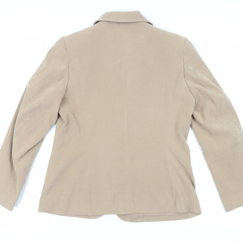 Bonmarché Womens Beige Jacket Blazer Size 12 Button - Suede Effect