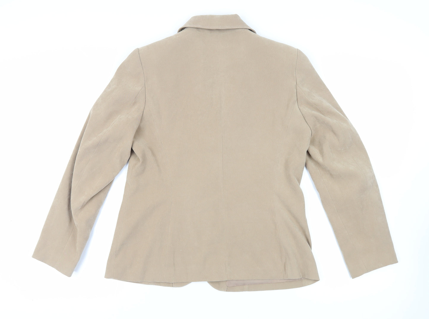 Bonmarché Womens Beige Jacket Blazer Size 12 Button - Suede Effect