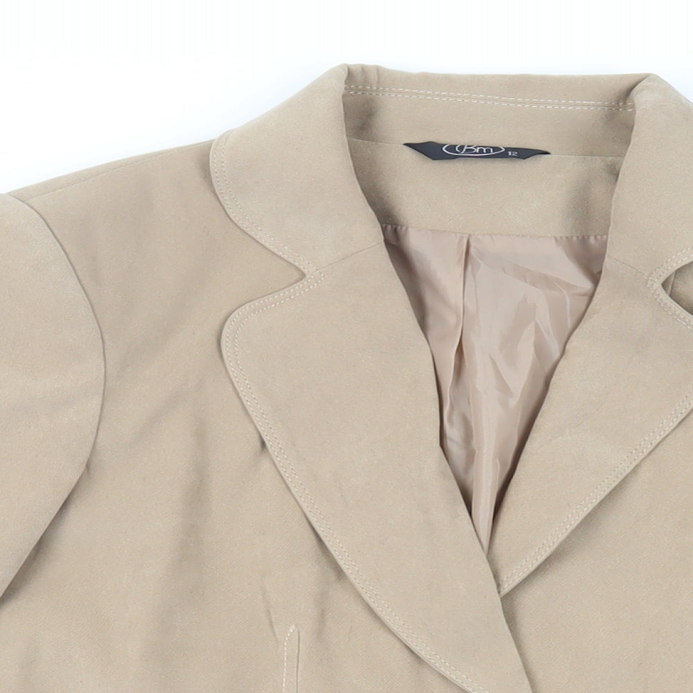 Bonmarché Womens Beige Jacket Blazer Size 12 Button - Suede Effect