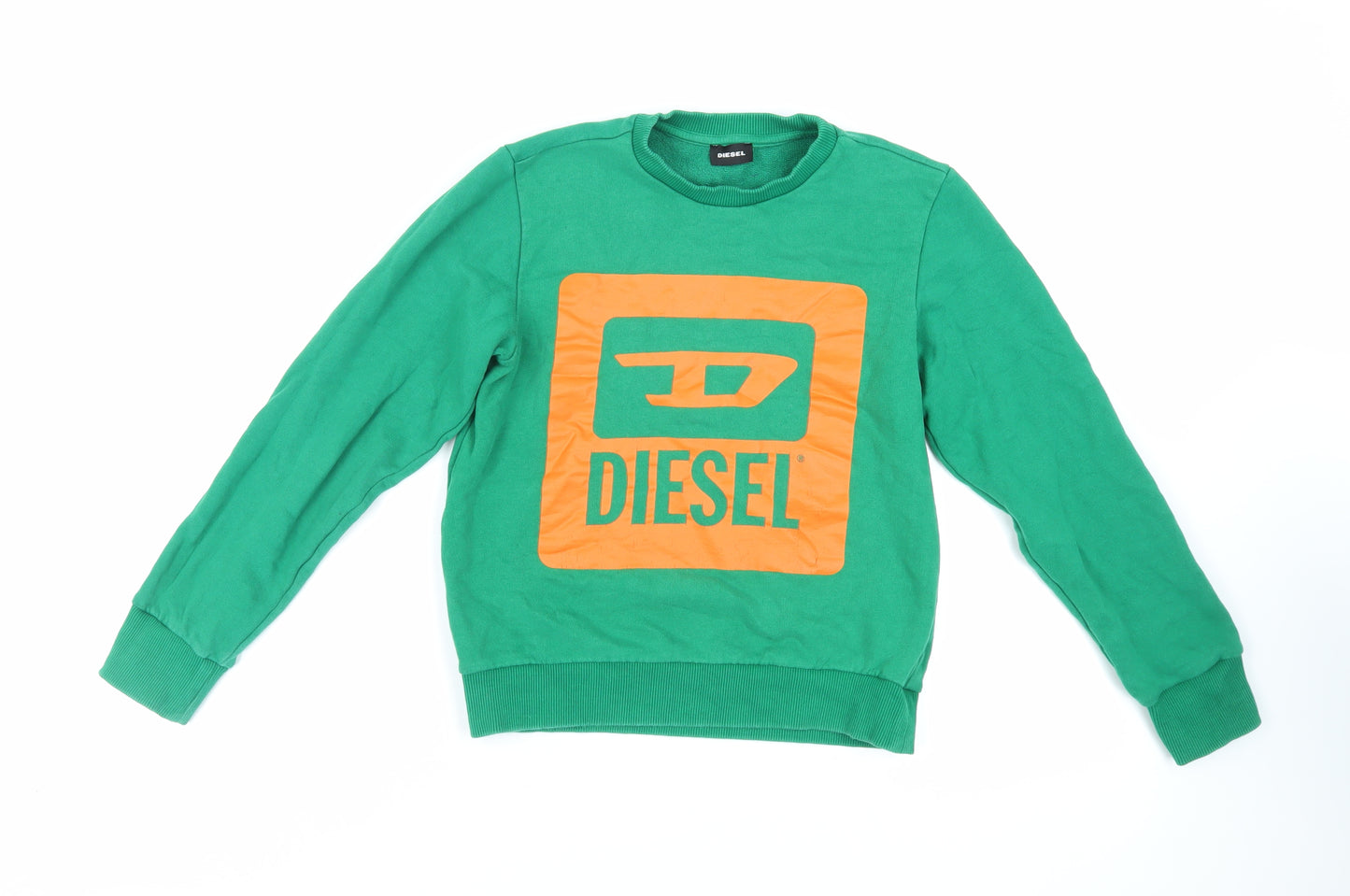 Diesel Girls Green Cotton Pullover Sweatshirt Size 12-13 Years Pullover