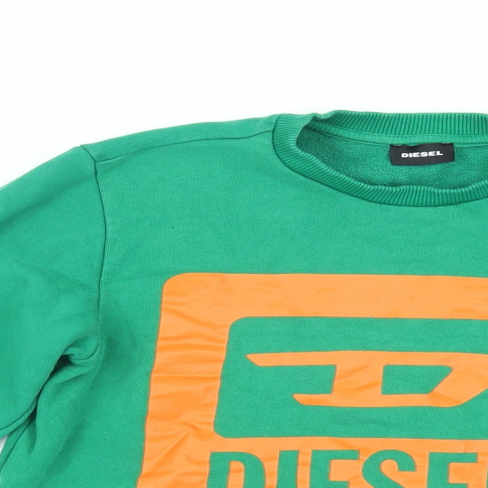 Diesel Girls Green Cotton Pullover Sweatshirt Size 12-13 Years Pullover