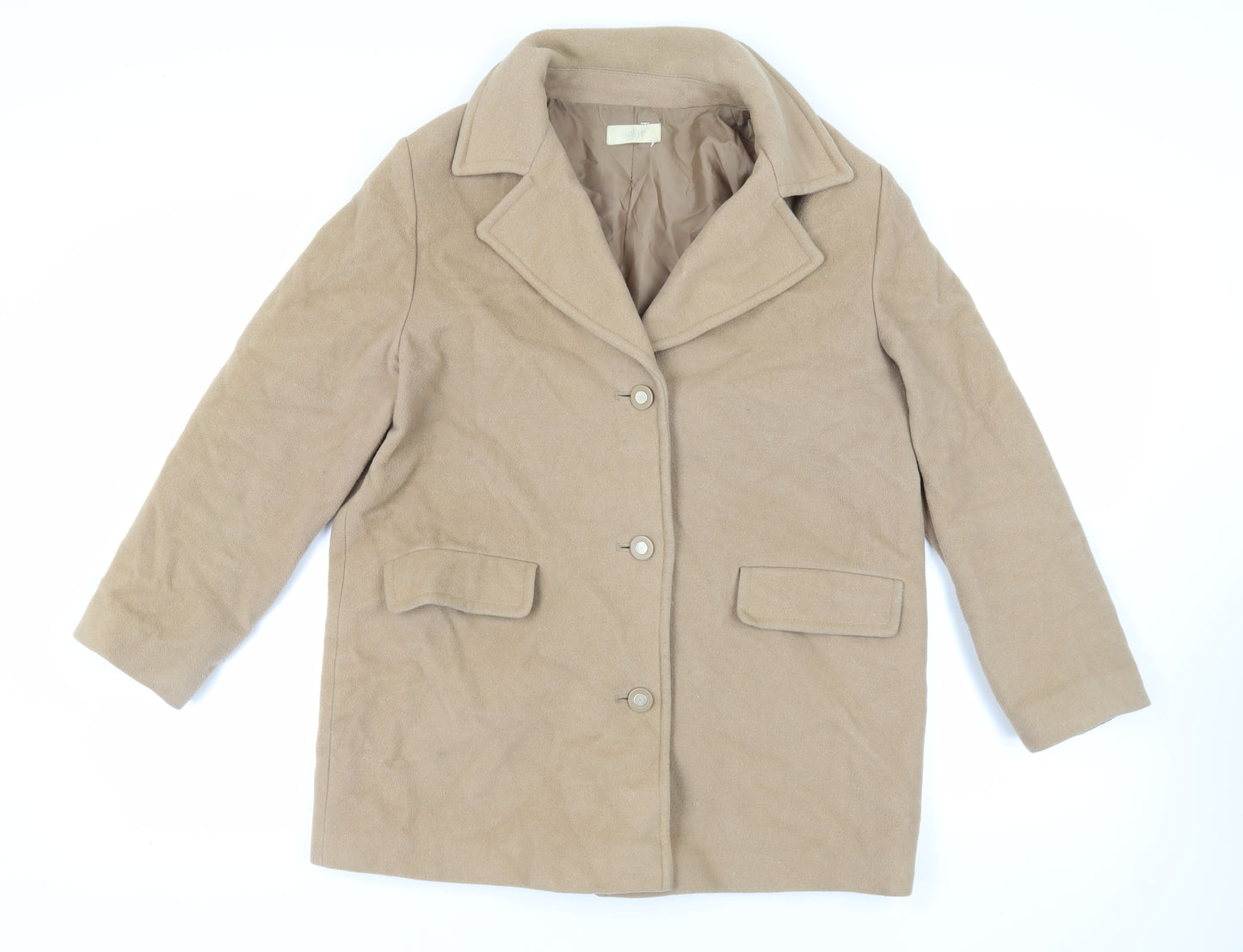 Marks and Spencer Womens Beige Pea Coat Coat Size 16 Button