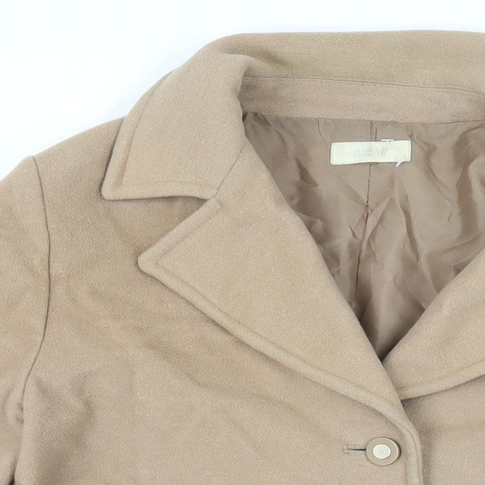 Marks and Spencer Womens Beige Pea Coat Coat Size 16 Button