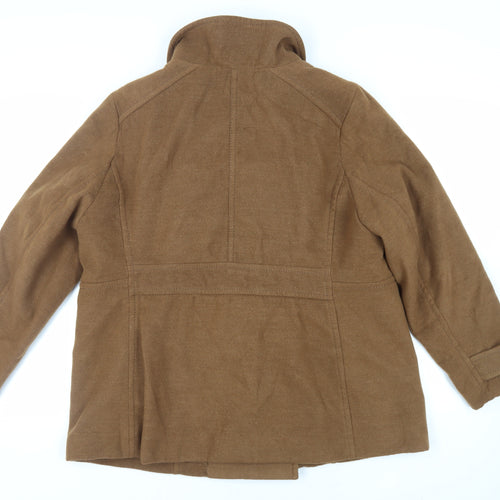 H&M Womens Brown Pea Coat Coat Size 2XL Button