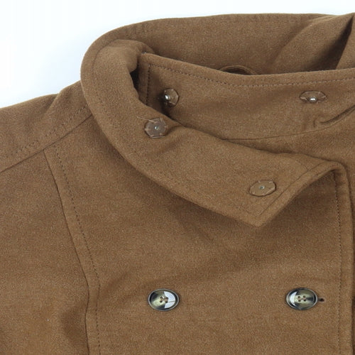 H&M Womens Brown Pea Coat Coat Size 2XL Button