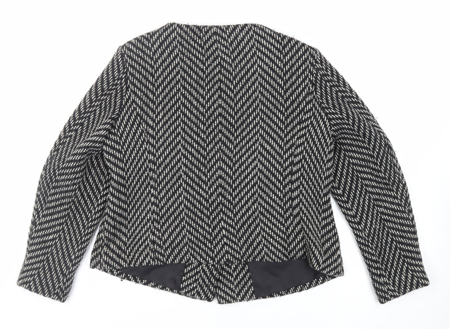 Bonmarché Womens Black Geometric Jacket Size 18 Button