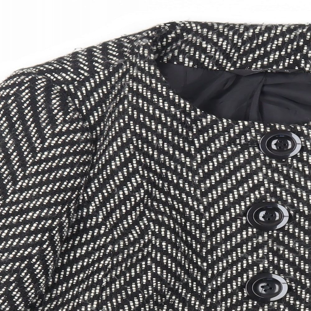 Bonmarché Womens Black Geometric Jacket Size 18 Button