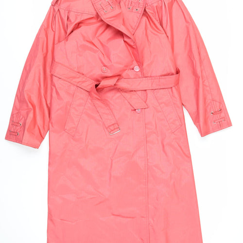 Laura Winston Womens Pink Trench Coat Coat Size 10 Button - Belted Water Resistant