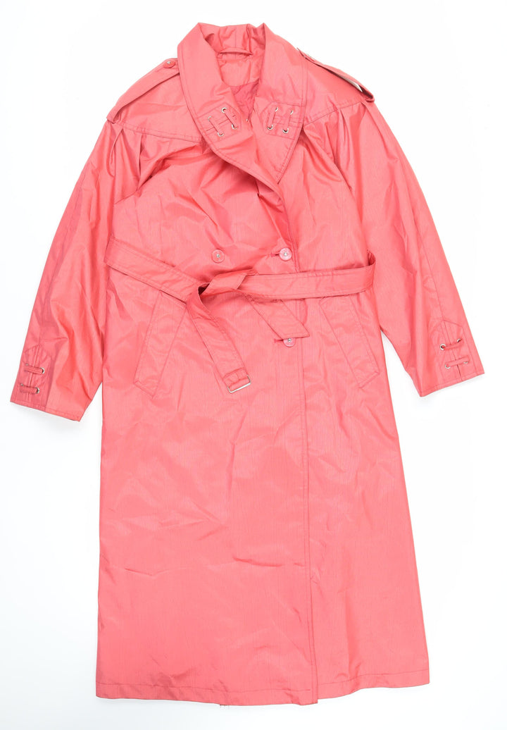 Laura Winston Womens Pink Trench Coat Coat Size 10 Button - Belted Water Resistant