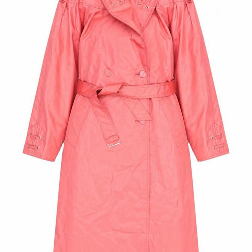 Laura Winston Womens Pink Trench Coat Coat Size 10 Button - Belted Water Resistant