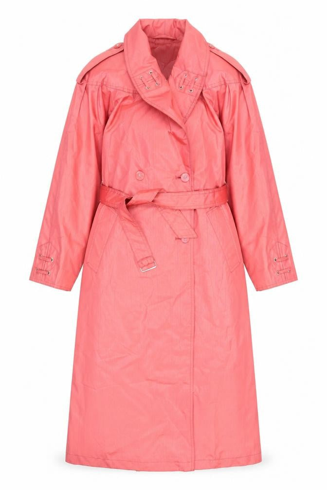 Laura Winston Womens Pink Trench Coat Coat Size 10 Button - Belted Water Resistant