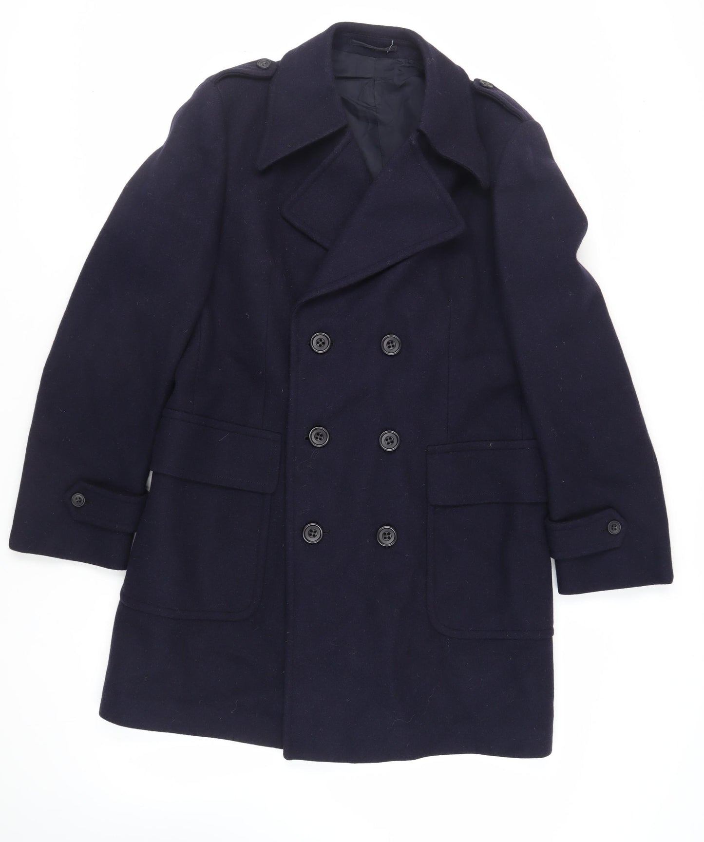 St Michael Mens Blue Pea Coat Coat Size 40 Button - Vintage