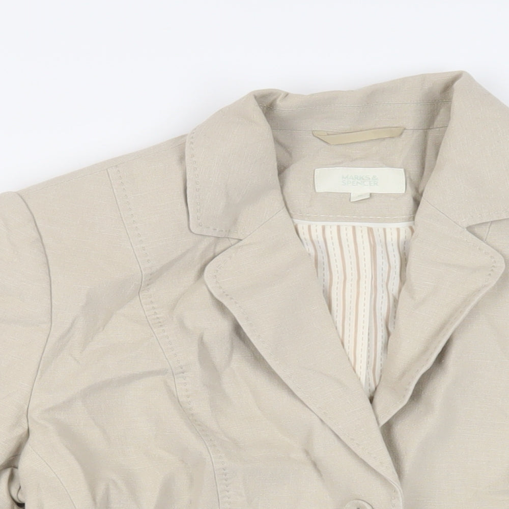 Marks and Spencer Womens Beige Jacket Blazer Size 16 Button