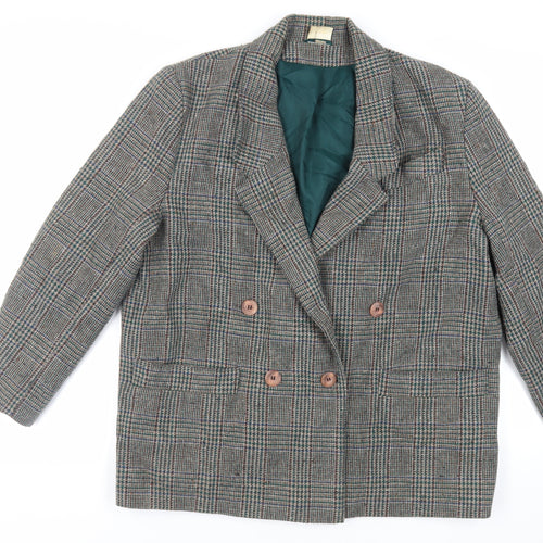 The Label Collection Womens Brown Plaid Jacket Blazer Size 18 Button - Vintage