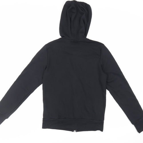 adidas Womens Black Cotton Full Zip Hoodie Size 2XS Zip - Logo Pockets