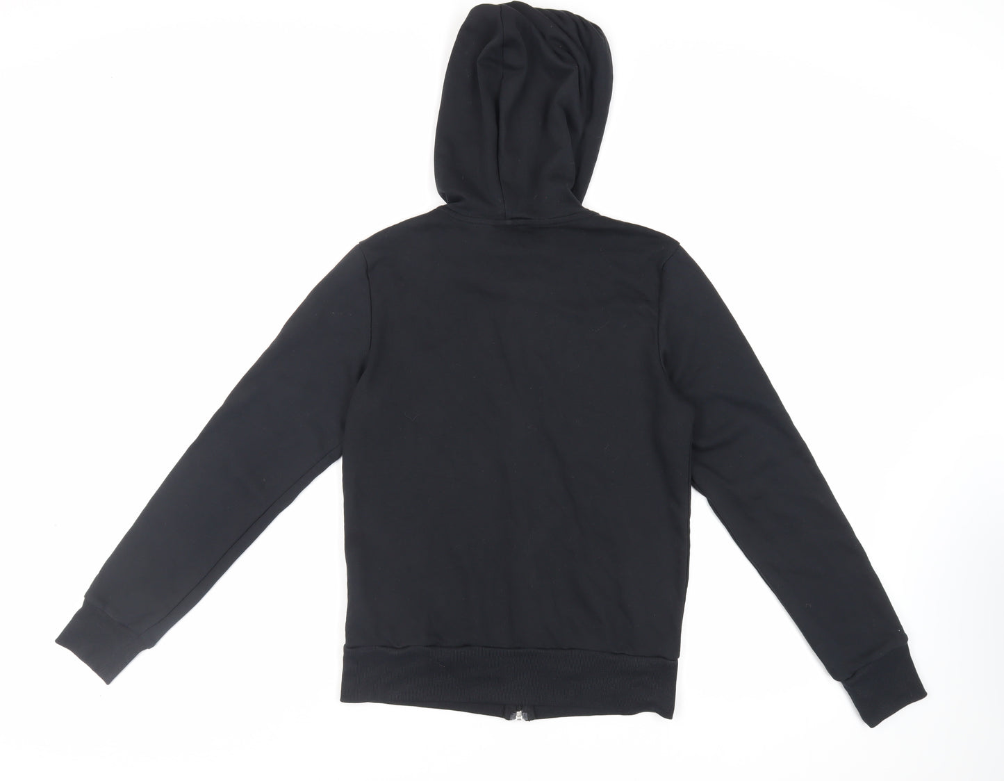 adidas Womens Black Cotton Full Zip Hoodie Size 2XS Zip - Logo Pockets