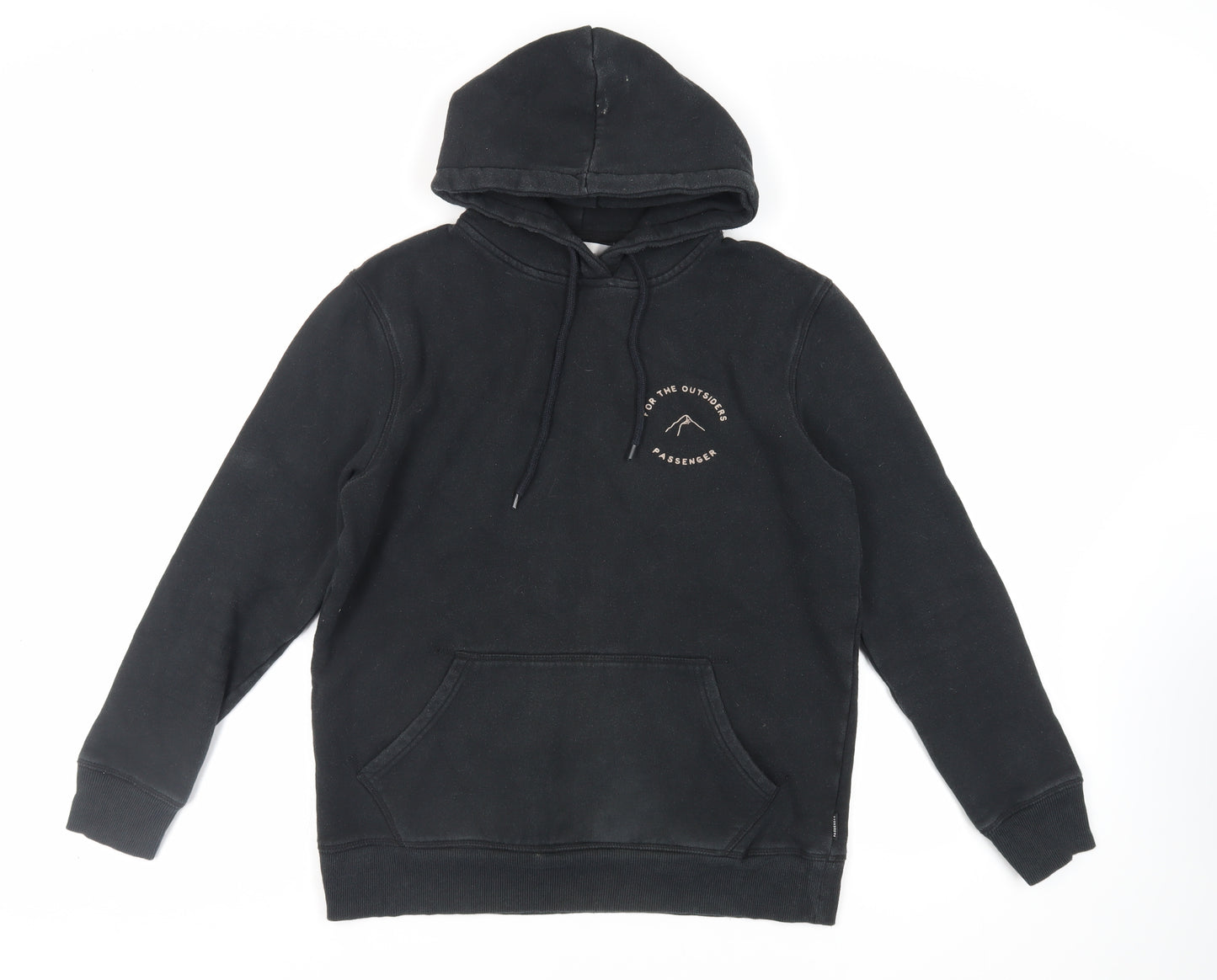 Passenger Mens Black Cotton Pullover Hoodie Size M