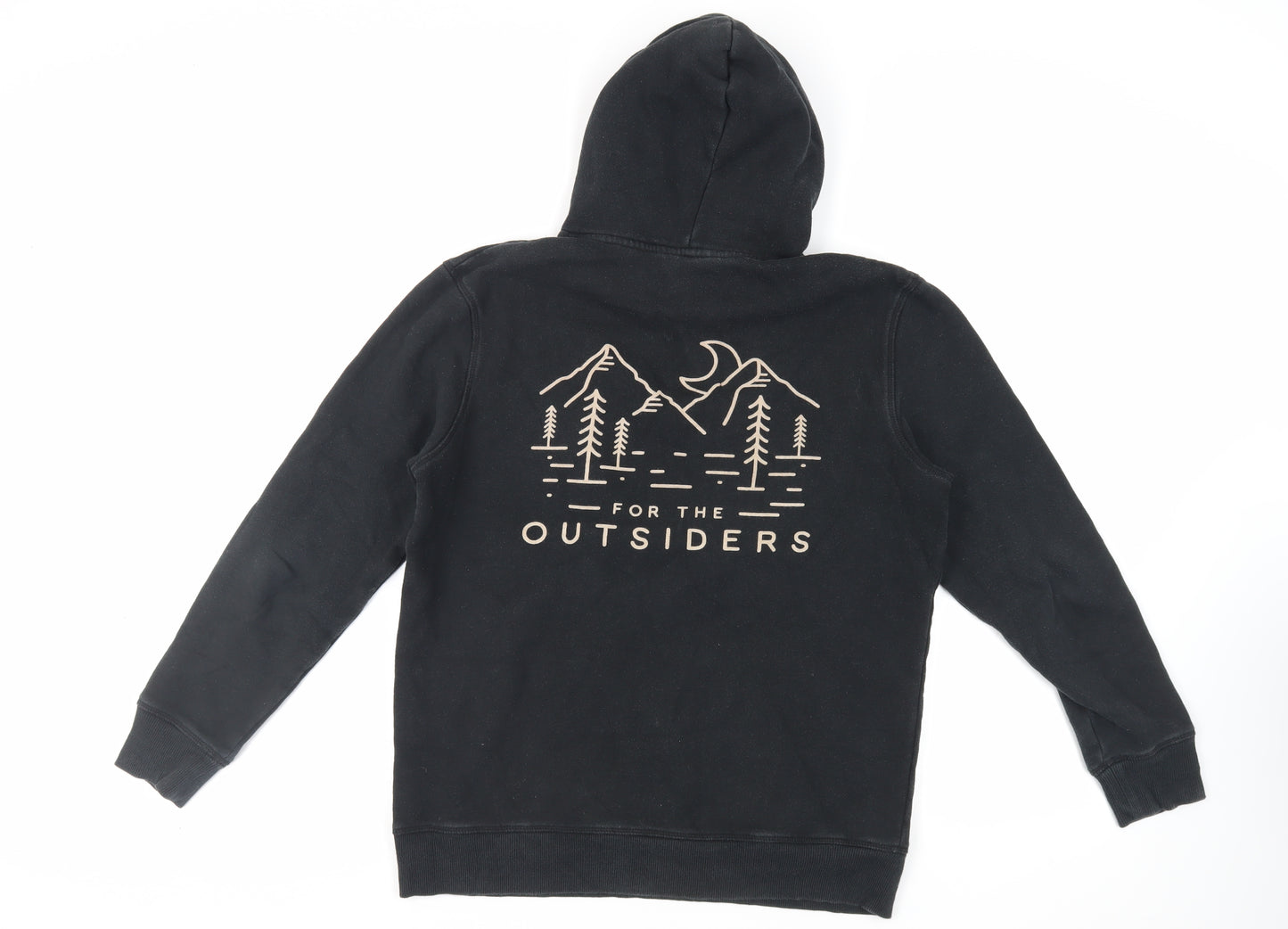 Passenger Mens Black Cotton Pullover Hoodie Size M