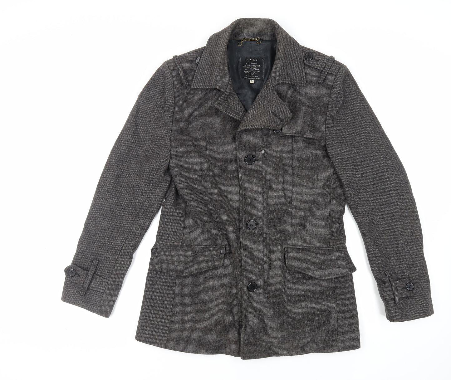 River Island Mens Grey Jacket Size S Zip