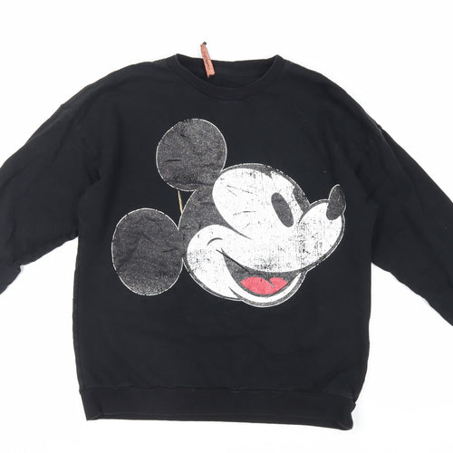 Disney Womens Black Cotton Pullover Sweatshirt Size M Pullover - Mickey Mouse