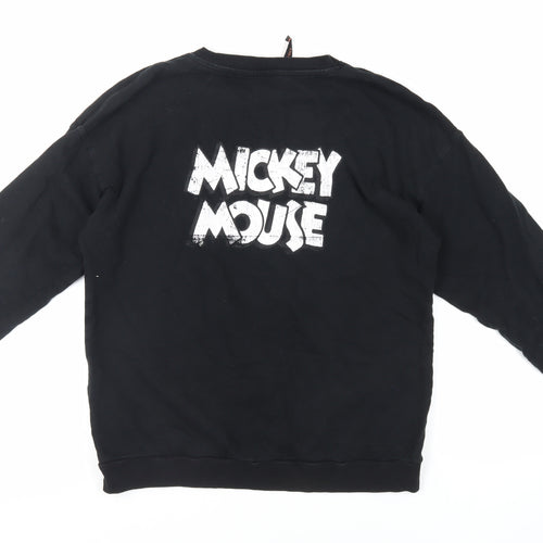 Disney Womens Black Cotton Pullover Sweatshirt Size M Pullover - Mickey Mouse