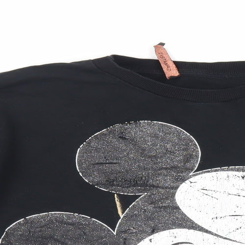Disney Womens Black Cotton Pullover Sweatshirt Size M Pullover - Mickey Mouse