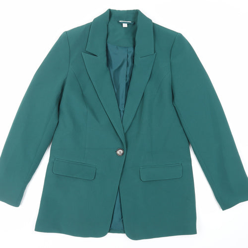 M&Co Womens Green Jacket Blazer Size 10 Button
