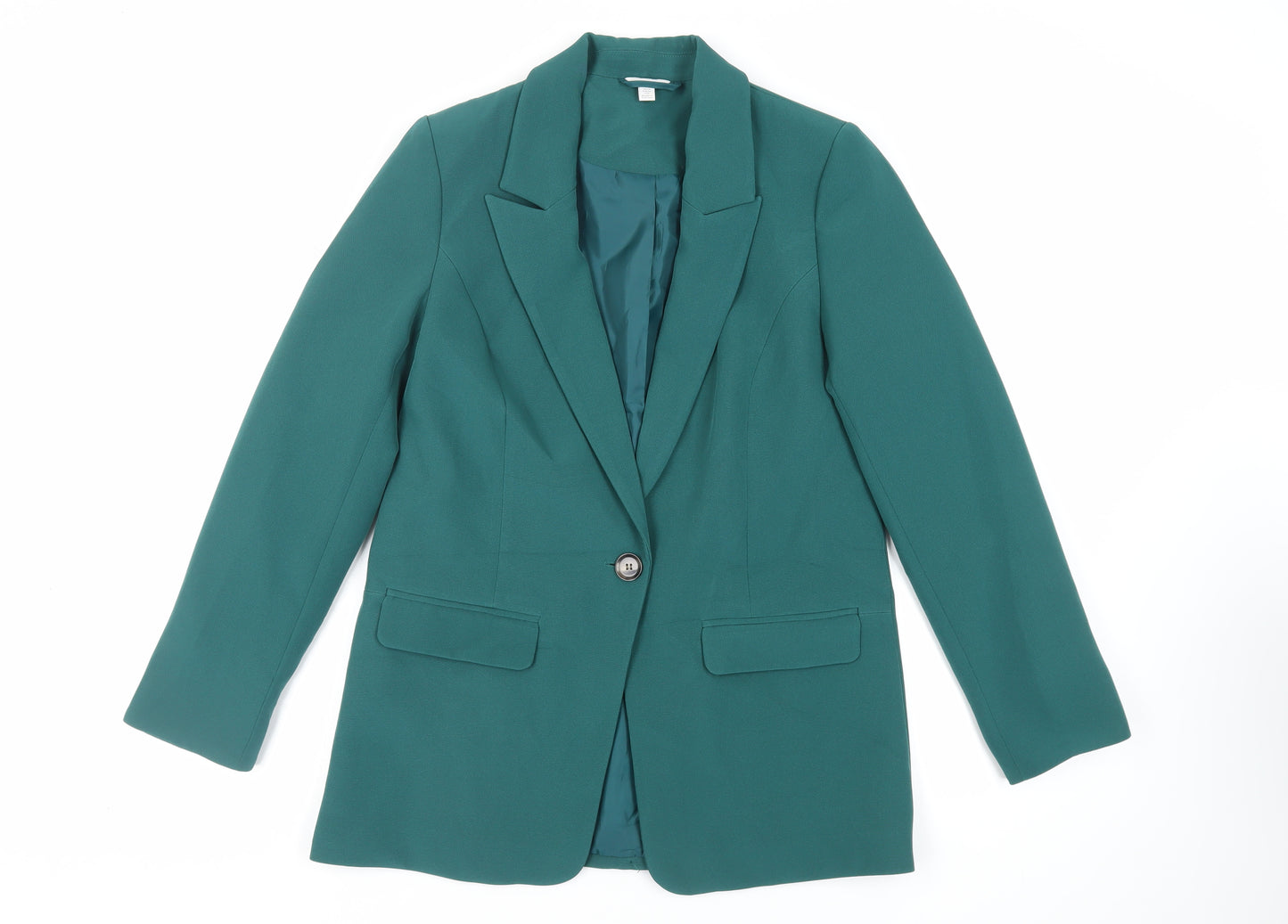 M&Co Womens Green Jacket Blazer Size 10 Button