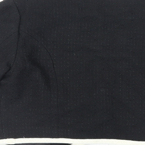 H&M Womens Black Jacket Blazer Size 10 Hook & Eye - Contrasting Trim