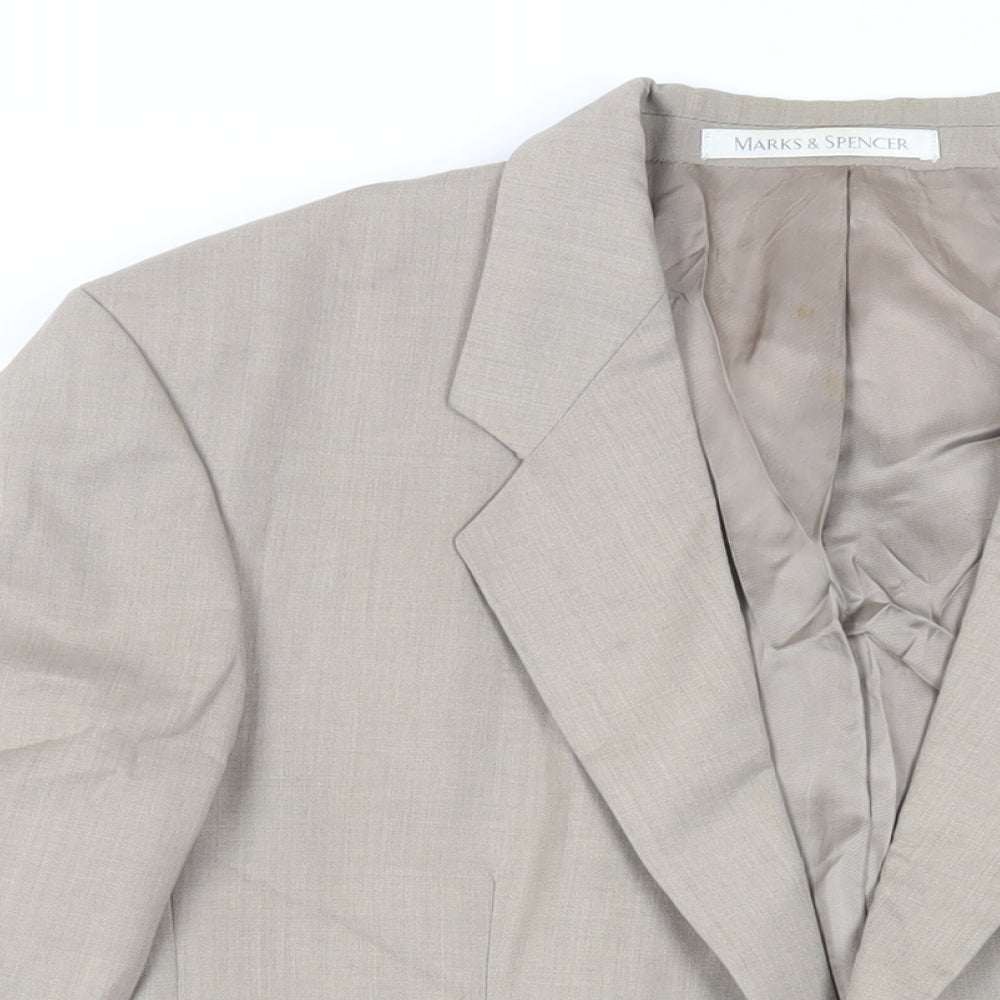 St Michael Mens Beige Wool Jacket Suit Jacket Size 40 Regular - Vintage