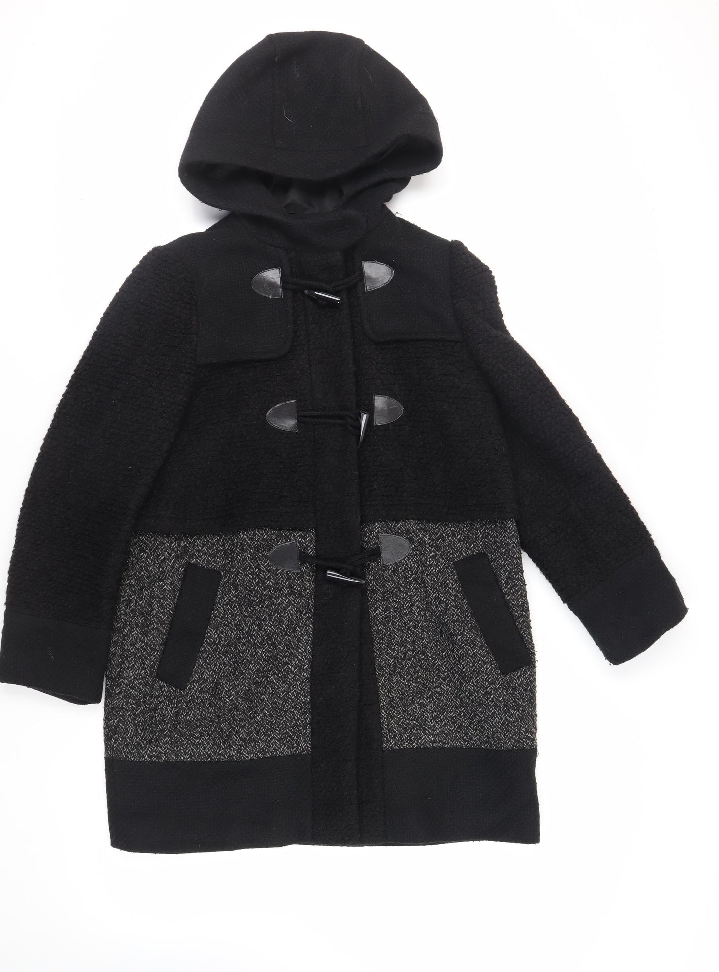 Red Herring Womens Black Overcoat Coat Size 12 Snap - Duffle Coat