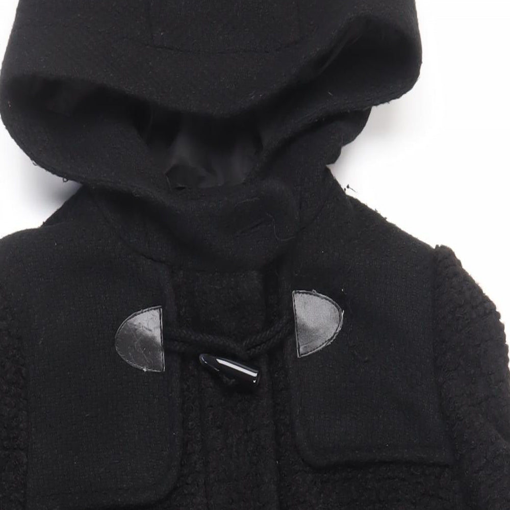 Red Herring Womens Black Overcoat Coat Size 12 Snap - Duffle Coat