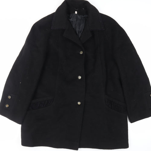 David Barry Womens Black Overcoat Coat Size 18 Button