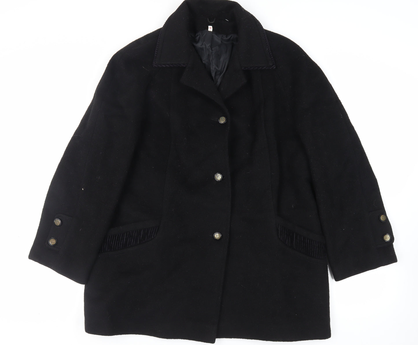 David Barry Womens Black Overcoat Coat Size 18 Button