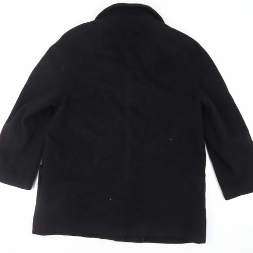 David Barry Womens Black Overcoat Coat Size 18 Button
