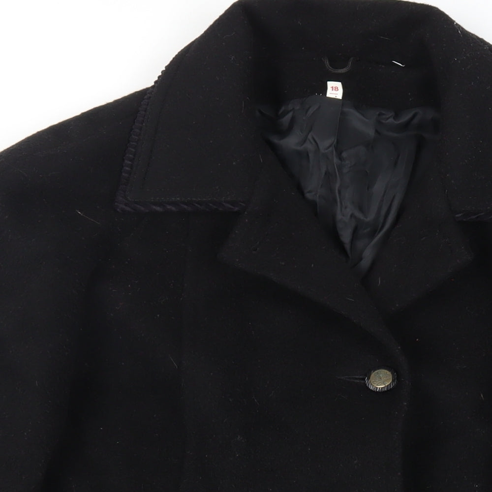 David Barry Womens Black Overcoat Coat Size 18 Button