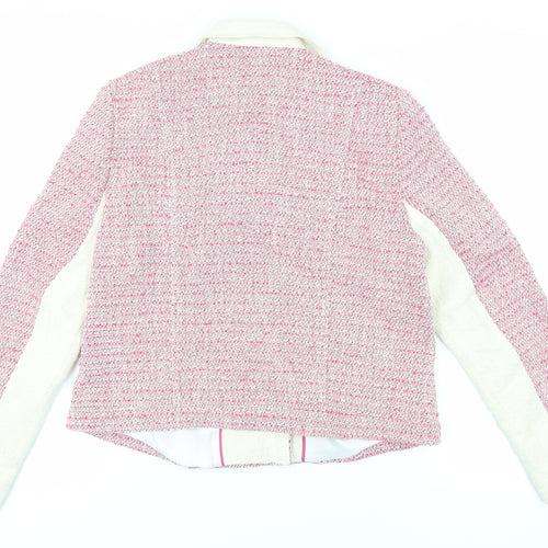 Marks and Spencer Womens Pink Biker Jacket Size 14 Zip - Zipped Pockets