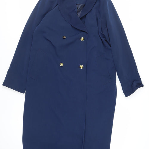 Telemac Womens Blue Overcoat Coat Size 12 Button