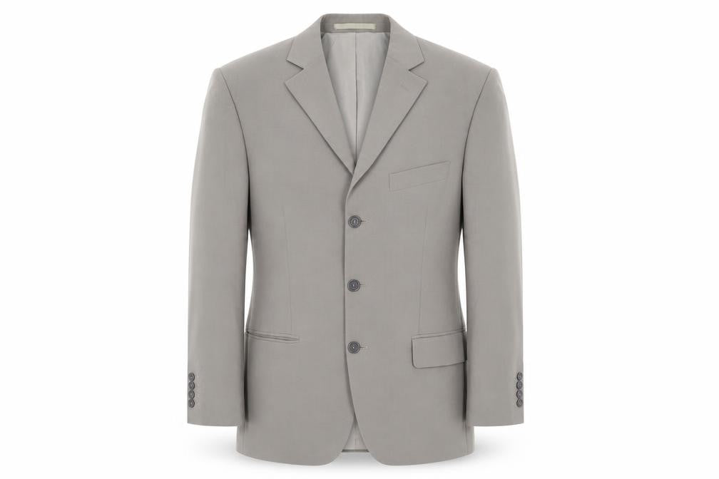 Front view of Marks & Spencer men’s beige polyester jacket suit jacket, size 40, regular