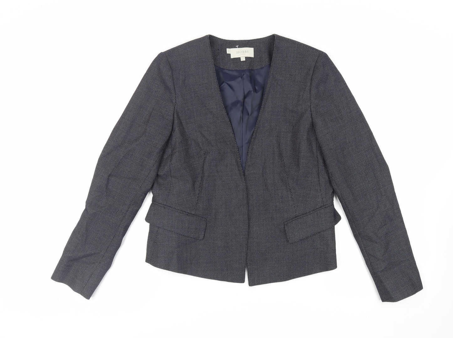 Hobbs Womens Blue Geometric Jacket Blazer Size 14 - Open