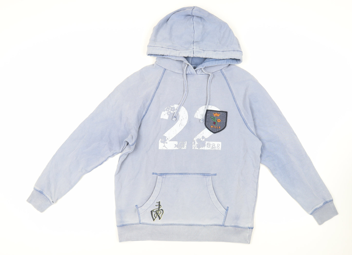 Jack Wills Womens Blue Cotton Pullover Hoodie Size 14 Pullover - Logo