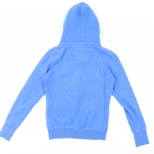 Superdry Womens Blue Cotton Full Zip Hoodie Size S Zip - Logo Pockets