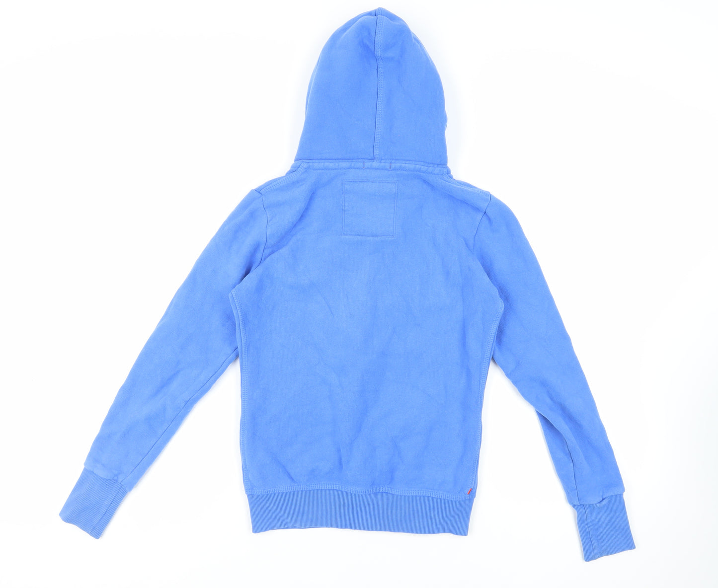 Superdry Womens Blue Cotton Full Zip Hoodie Size S Zip - Logo Pockets