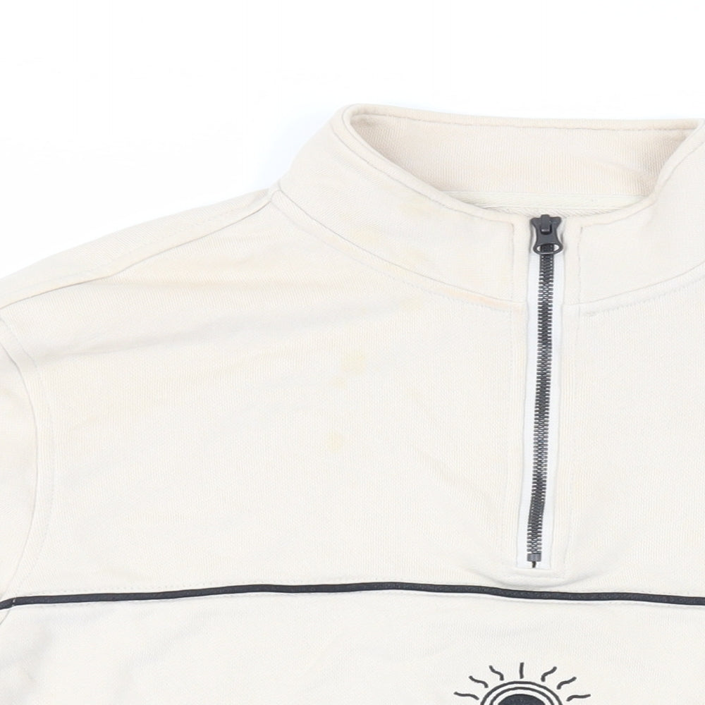 Parlez Mens Beige Cotton Pullover Sweatshirt Size M - Logo